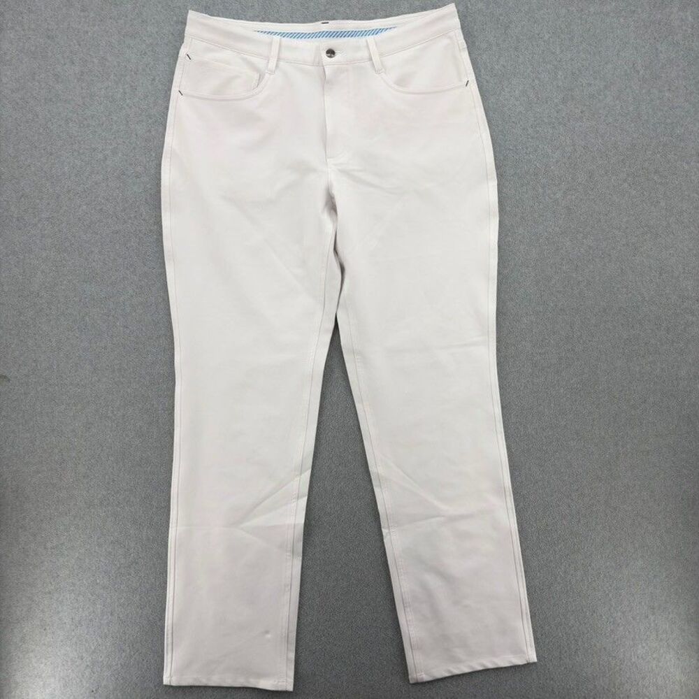 FootJoy Mens 34x32 White Athletic Fit Performance Golf Pants Stretch 5 Pocket
